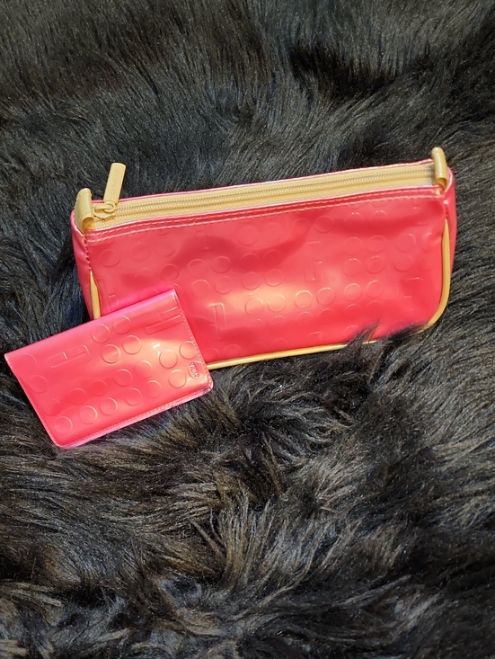 Clinique Handbags - Clinique Hot Pink Cosmetic Pouch Set with Card Case